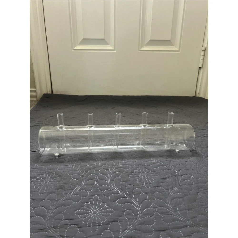 VTG 5-Hole Flute Tube Vase, Clear Blown Glass Flower Bud Succulent  Centerpiece
